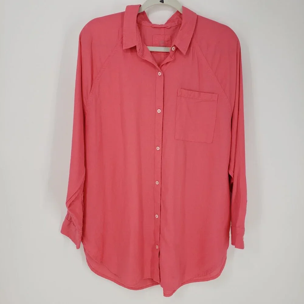 Aerie Oversized Linen Button Down Shirt Top - Picture 1 of 9